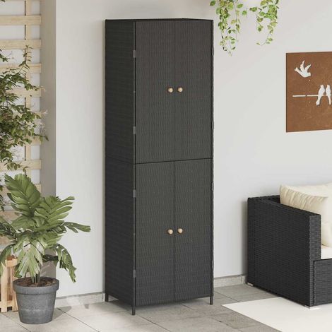 Gartenschrank Schwarz 59x40x180 cm Poly Rattan