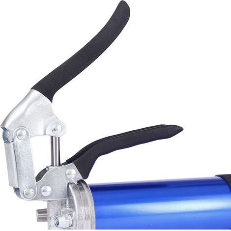 Manual Grease Gun, Heavy-Duty Professional Grease Gun with Handle, 8000 PSI, 18" Flexible Hose 6" Rigid Extension Pointed Nozzle (Blue)