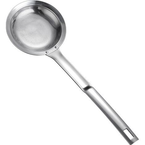 Ölsieb aus Edelstahlgewebe, 12 cm Küchensieb, feinmaschiges Edelstahlsieb mit langem, stabilem Griff, für losen Tee, zum Bestreuen von Kuchen und zum Abspülen