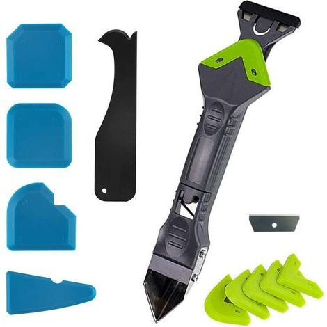 Lisseur Joint Silicone, Nouvelle Mise à Niveau grattoir d'angle de Colle de Verre de calfeutrage, grattoir de coulis d'outil de Finition de Mastic de Silicone 11 Pièces Set