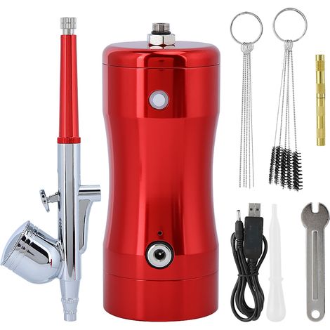 Kit de pulvérisation Airbrush Mini 0,3 mm G12, 7CC, compresseur à pompe, outil de nettoyage rouge. (1/5)