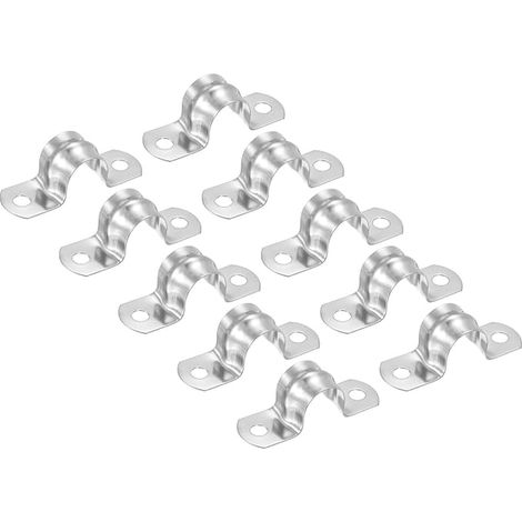 PATIKIL 8.3 inch/45mm Rigid Pipe Strap Clamp, 10pcs 304 Stainless Steel Two Hole U-shape Tube Clip Pipe Fitting Bracket for Pipe Fitting