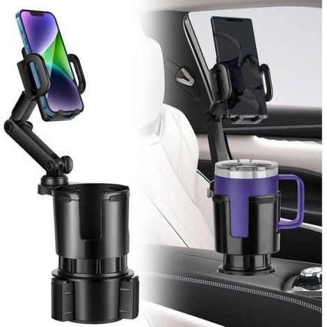 2 en 1 Porte-Gobelet Support de Tlphone pour Voiture avec Base Extensible pour Boire Bouteilles de 6 95 couleurs mult PORTE BOISSON (1/4)
