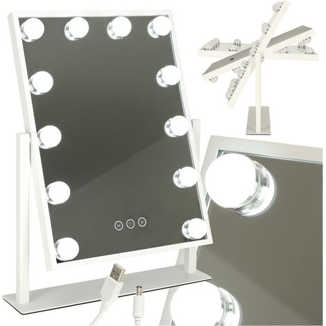 Miroir de maquillage led avec ampoules usb 30x40cm