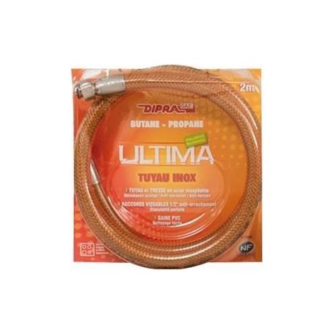 DIPRA - Flexible inox pour gaz butane - propane 200 cm - Validité illimitée - Certifié NF