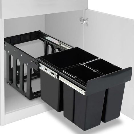 RHG Poubelle amovible de cuisine fermeture en douceur 48 L - The Living Store
