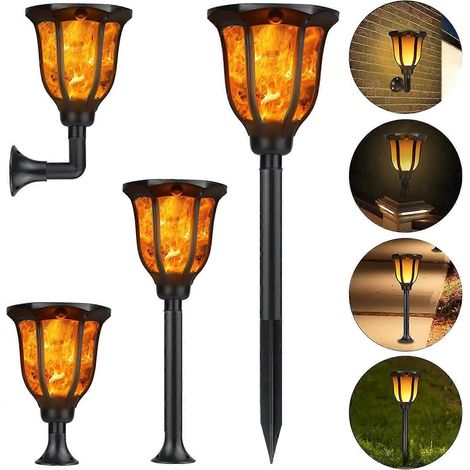Lampes solaires de jardin, lampes solaires d'extérieur, lampe torche solaire étanche IP65 avec effet flamme (1/5)