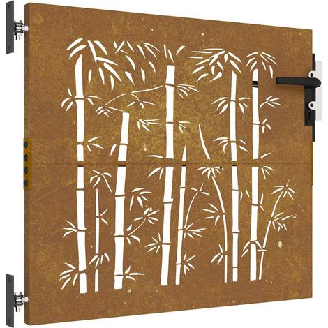 Portail de jardin,Portail de clôture,Portillon de jardin 85x100 cm acier corten design de bambou CFW99507 (1/5)