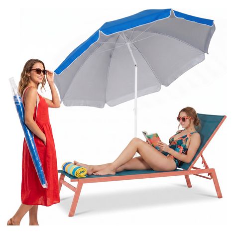 Strandsonnenschirm 240cm Gartenschirm blau (1/5)