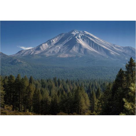 Papier peint mural montagnes nature forêt arbres intissé grand format design intérieur salon chambre pas cher 150x105 cm (1/5)