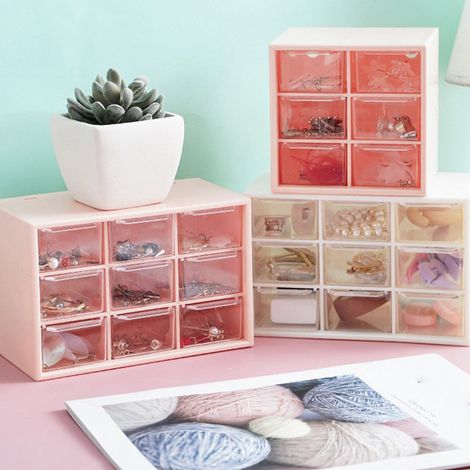 Organisateur bureau station 9 compartiments plastique durable blanc anti-poussière (1/5)