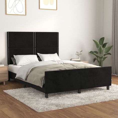 Cadre de lit sans matelas noir 140x190 cm velours (1/5)