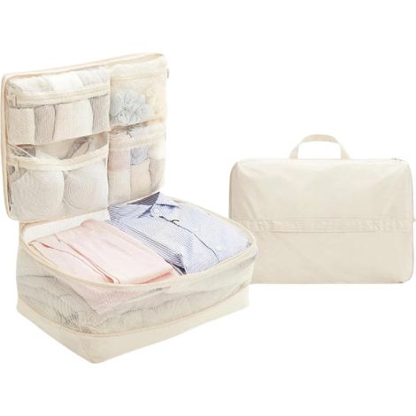 Cubes de Compression Organisateur de vêtements léger et peu encombrant  Cube de rangement compressible Pour chaussures, maquillage, bijoux, vacances, croisière, avion, valise et université (1/5)