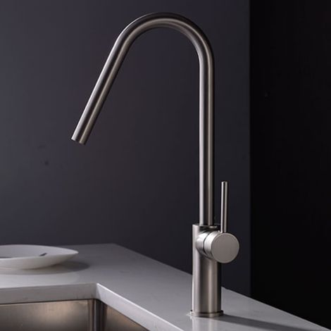 Imex -  Grifo Monomando de Cocina Alto Niquel Serie  Kenia
