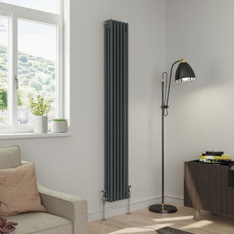 Warmehaus Traditional Triple Column Anthracite Radiator Cast Iron Style Radiators 1800x292mm
