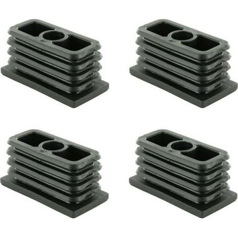 Embout de tube rentrant rectangulaire en plastique noir – Charge maximale 200kg – Taraudé M8 – Dimensions 50 x 25 mm – Pour meubles et étagères (1/2)