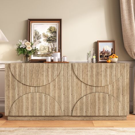 CHICFURN Credenza bassa 160 x 40 x 80 cm in truciolare effetto legno naturale (1/5)