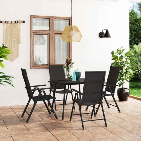 vidaXL Juego de comedor para jardín 5 piezas negro (1/4)