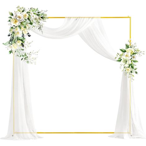 Wedding Arch Square 2x2m Gold Metal Balloon Holder Adjustable Background Holder for Birthday Wedding Baby Shower Graduation Decoration (1/5)