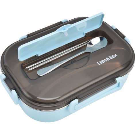 Boîte Repas Isotherme avec Plateau Amovible, Fonction Maintien au Chaud, Plastique Alimentaire Léger et Portable - Bleu