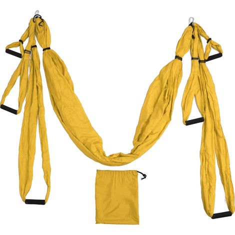 Ensemble de balançoire de yoga aérien en polyester et coton réglable, hamac de yoga pour exercices physiques, jaune (1/5)