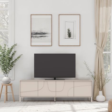 Meuble TV moderne beige 4 portes 205cm EROS (1/5)