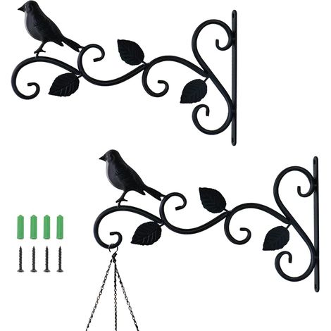 Soportes colgantes para plantas (juego de 2), ganchos de exterior con forma de pájaro para macetas, cestas, jardineras, etc. (1/5)