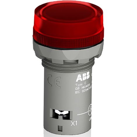 Voyant lumineux LED ABB Rouge 24 V (c.a./c.c.), Ø découpe 22mm, Montage panneau, IP66, IP67, IP69K ( Prix pour 1 )