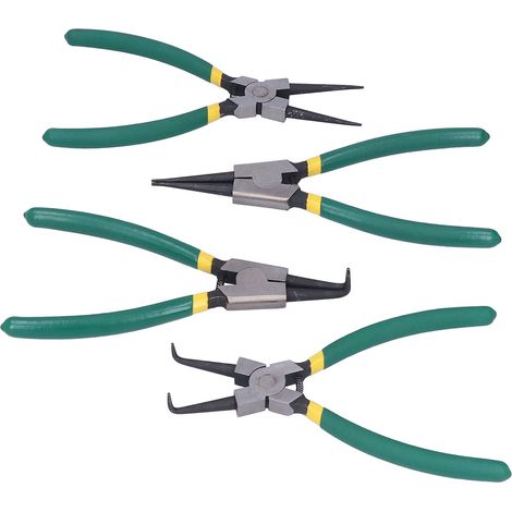 Pince à circlips 4 pièces, poignée antidérapante confortable, 4 pinces différentes, dureté élevée, pince à bec long pour extraction d'anneaux élastiques (1/5)