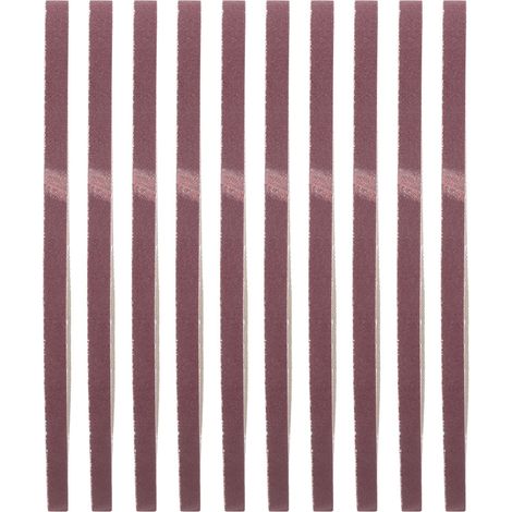 Jeu de Bandes Abrasives 533x9mm, 10 Pièces, Papier de Verre en Oxyde D'aluminium pour Ponceuse à Bande, Ponçage du Bois et de la Peinture, Polissage des Métaux (180)
