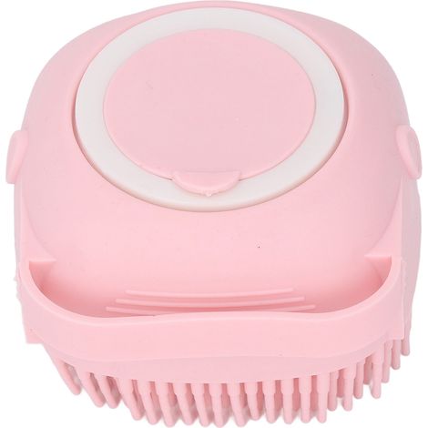 Lot de 2 gants de toilette en caoutchouc doux pour bain et douche, carré rose, adapté à bébé, femmes, hommes et seniors. (1/5)