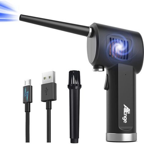 Bombe d'air Comprimé, Dépoussiérant Puissants électrique,Plumeau à air électrique 33000 tr/min, avec câble USB et brosse de nettoyage, pour ordinateur, clavier,voiture, maison pour animaux domestiques (1/5)