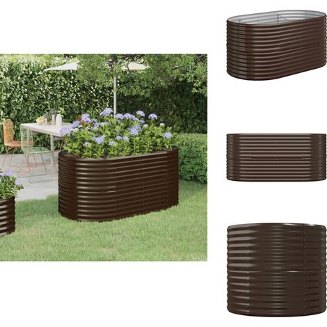 Jardinière de jardin Bac A Fleur  Acier enduit de poudre 152x80x68 cm Marron 91466 (1/5)