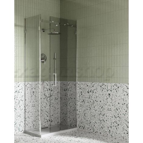 Box doccia 80x100 Sofia un anta scorrevole reversibile vetro 8 mm H 195 cromo (1/5)