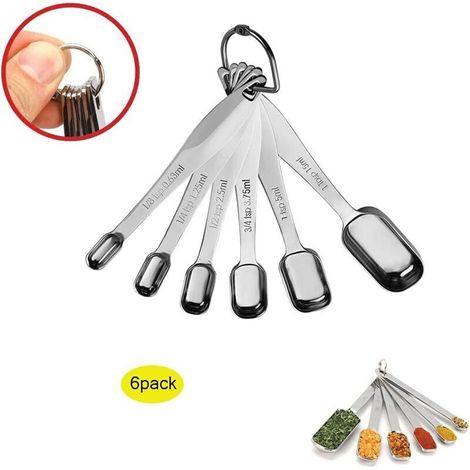 Vtizikl Cuillères doseuses robustes en acier inoxydable pour aliments secs ou liquides, compatibles avec les pots à épices, lot de 6