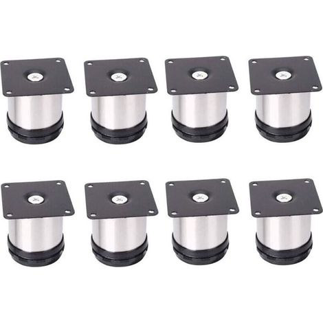 8 Pieds De Meubles RéGlables En Acier Inoxydable,Réglables 50 mm De Hauteur épaissir les pieds d'armoire Pieds de table Pieds de meubles,Acier inoxydable brossé,Hauteur réglable 0-15 mm (1/5)