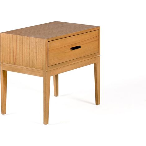 Table de nuit élégante en bois et métal noir - Charme naturel avec touche de noir (1/4)