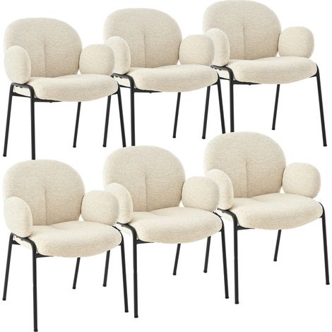 Goeurvant Moderne Esszimmerstühle mit verstellbaren Füßen, skandinavischer Stil, ideal für Esszimmer, Wohnzimmer oder Büro - 6er Set - Beige