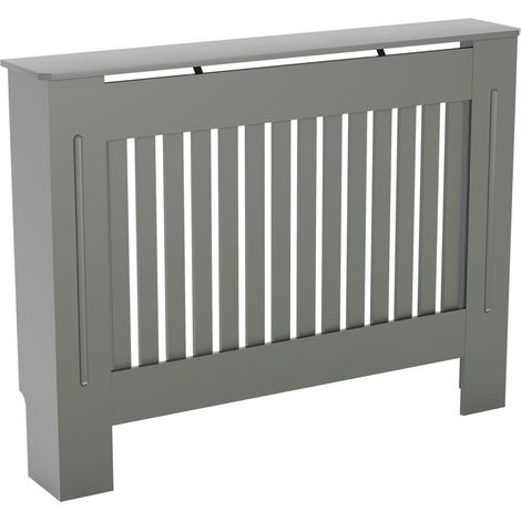 Chelsea Radiator Cover MDF Modern Cabinet Slatted Grill, Grey, Medium