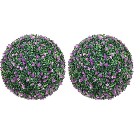 Set of Two Artificial Boxwood Balls Plants - Purple (1/5)