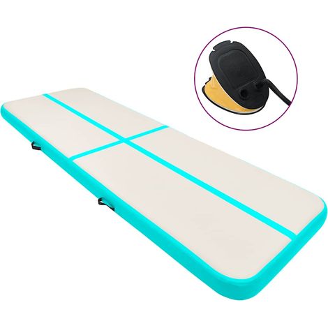 Aufblasbare Gymnastikmatte mit Pumpe 400x100x20 cm PVC Grün