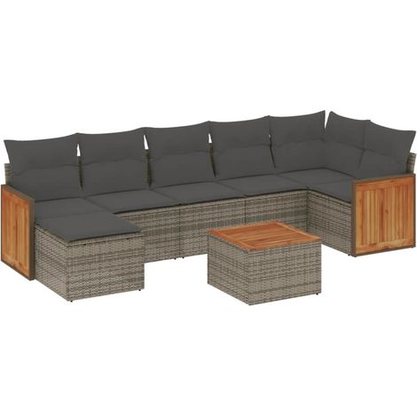 Maison Exclusive - 8-tlg. Garten-Sofagarnitur mit Kissen Grau Pol
