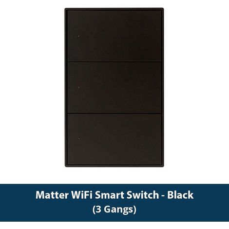 Tuya Interruttore a Pulsante Nero per Luce Smart Matter da Muro Serie Fusion  Dimensione: 3 Pulsanti (1/4)