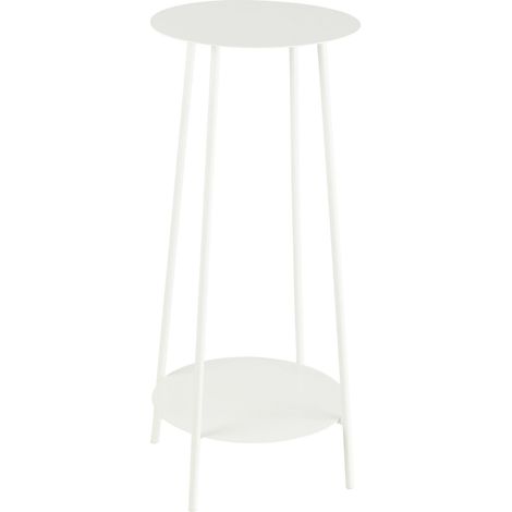 Meuble console guéridon étagères en métal Blanc 30x30x70 cm (1/4)