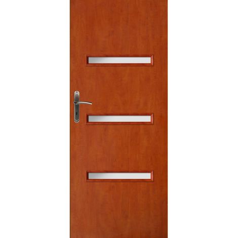 Porte d'intérieur vitrée FIESTA calvados en plusieurs dimensions - Poussant: Droit - Largeur porte: 70 cm