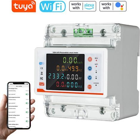 Contatore di energia monofase, interruttore automatico intelligente, Tuya WiFi, contatore bidirezionale, controllo tramite app, sicurezza, compatibile con Alexa e Google Assistant (1/5)