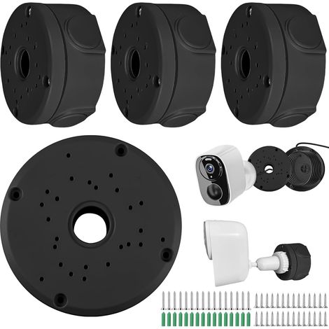 Lot de 4 boîtes étanches pour caméra de surveillance, jonction universelle en plastique ABS, noire (1/5)