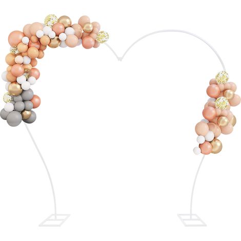 Arche de mariage en forme de cœur en métal 2,65×2,35 m, kit d'arche à ballons grande taille blanche, support décoratif pour mariage, Saint-Valentin, fiançailles et anniversaire (1/5)