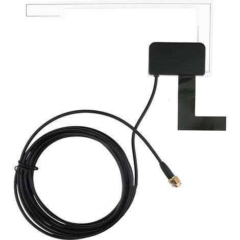 Antenne de voiture DAB+ AM FM DAB SMB 90° femelle 3 m câble antenne disque actif pour autoradio numérique pare-brise montage en verre 170-240 MHz et 1452-1492 MHz 5 V/12 V universelle (1/5)