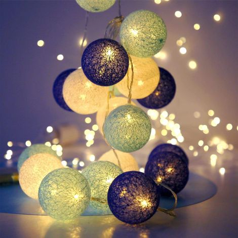 Guirlande Lumineuse En Boules De Coton - 3,1 M - 20 Led - Pour Intérieur - USB Ou Piles - IP44 (1/5)